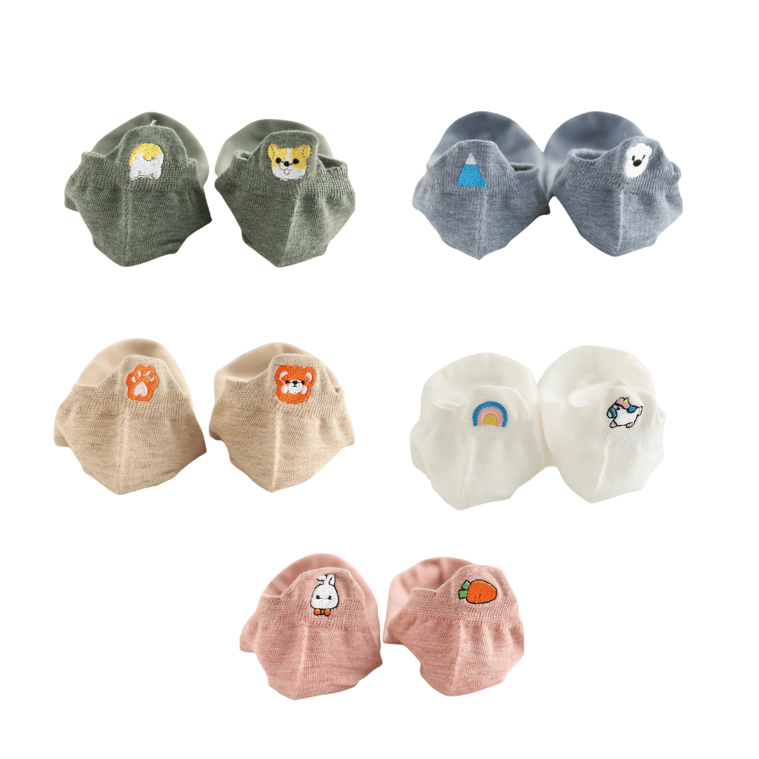 Meias Animais Fofos Bordadas- 5 pares