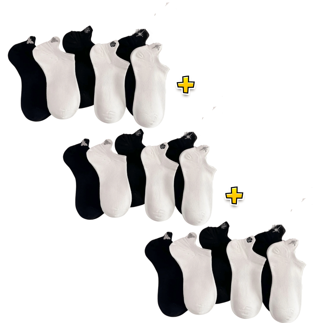 Meias Casual Luxury Bordadas- 6 pares