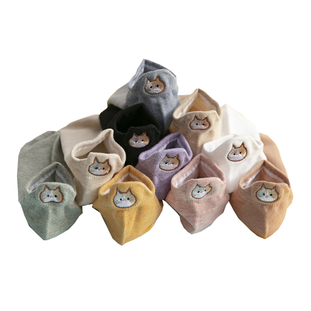 Meias Divertidas Gato Bordadas- 10 pares