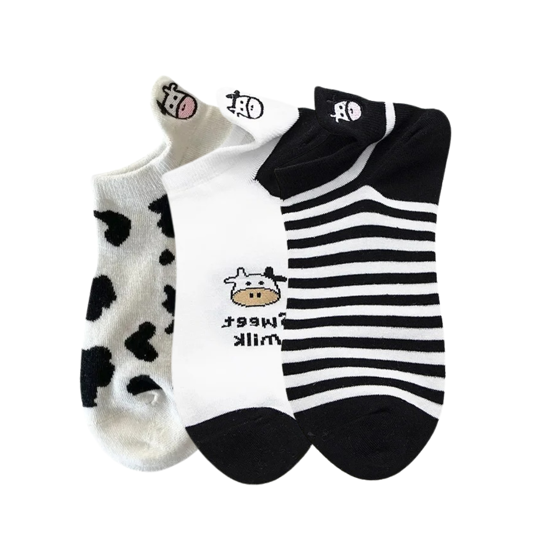 Meias Vaquinha Bordadas - 3 pares