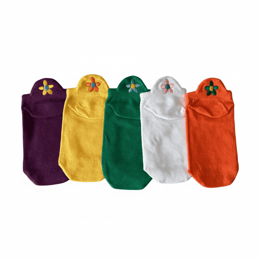 Meias Flores Infantil - 5 pares