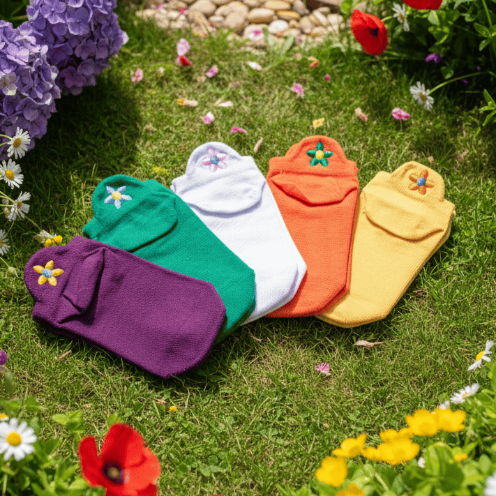 Meias Flores Infantil - 5 pares