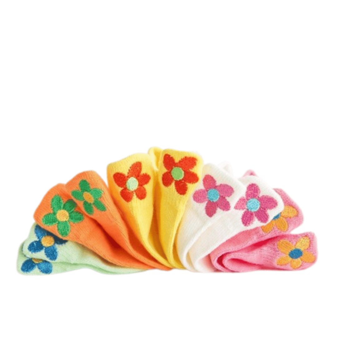 Meias Flores Infantil - 5 pares