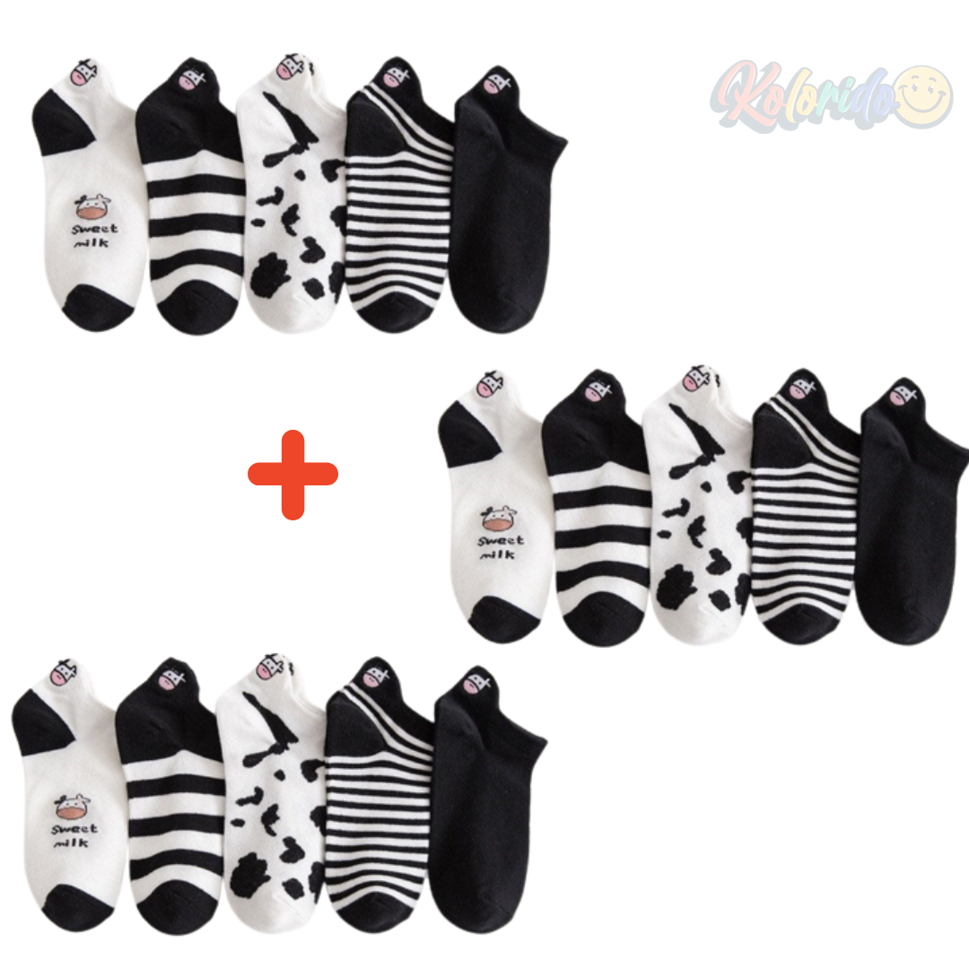 Meias Vaquinha Bordadas- 5 pares