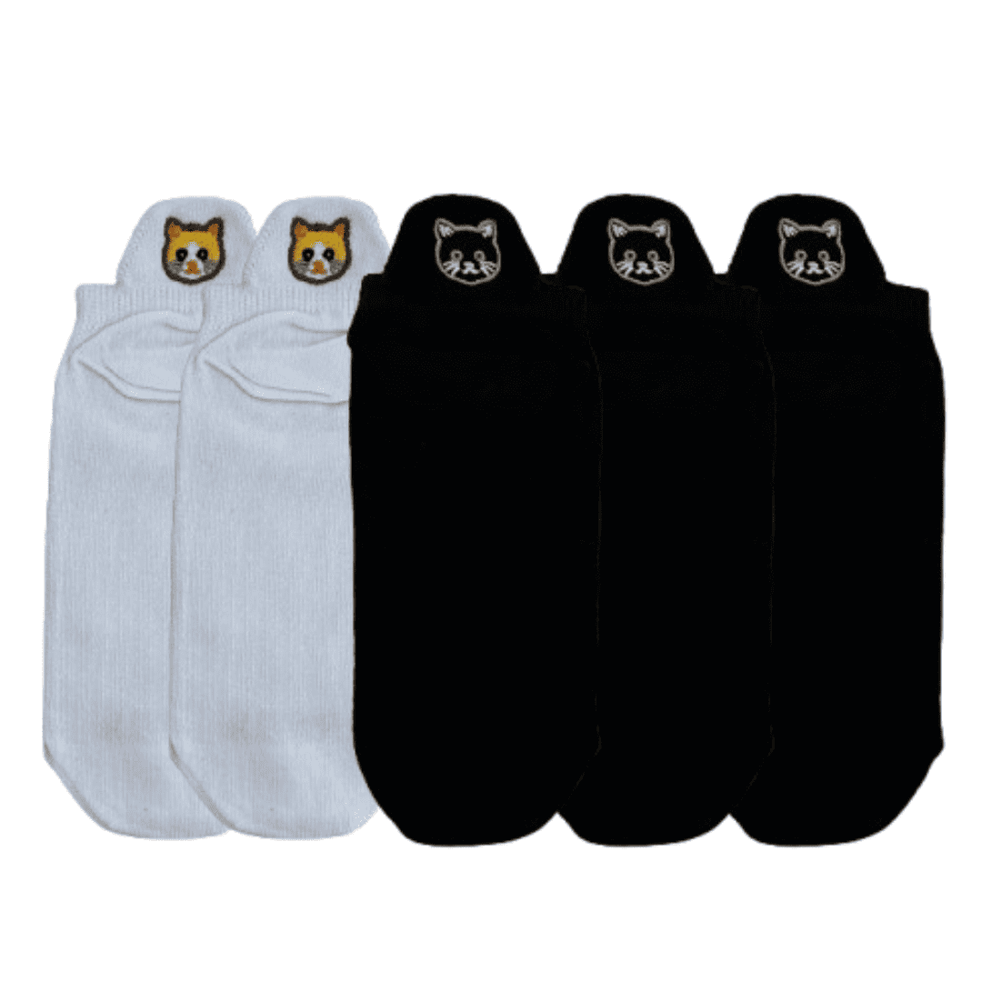 Meias Gatinhos Bordadas- 5 pares