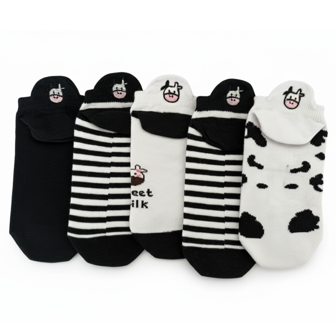 Meias Vaquinha Bordadas- 5 pares