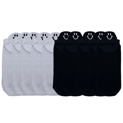 Meias Sorrisos Cores Únicas Bordadas - 10 pares