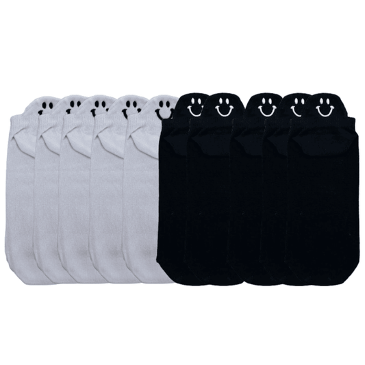 Meias Sorrisos Cores Únicas Bordadas - 10 pares
