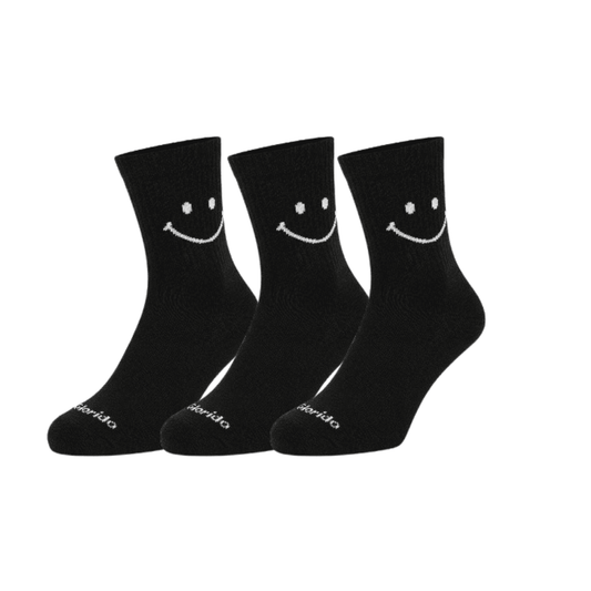 Meia Cano Alto Sorriso Preto -1 par