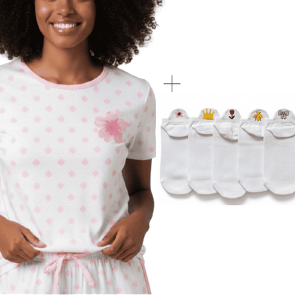 Pijamas Flor Rosa + Ecobag Grátis