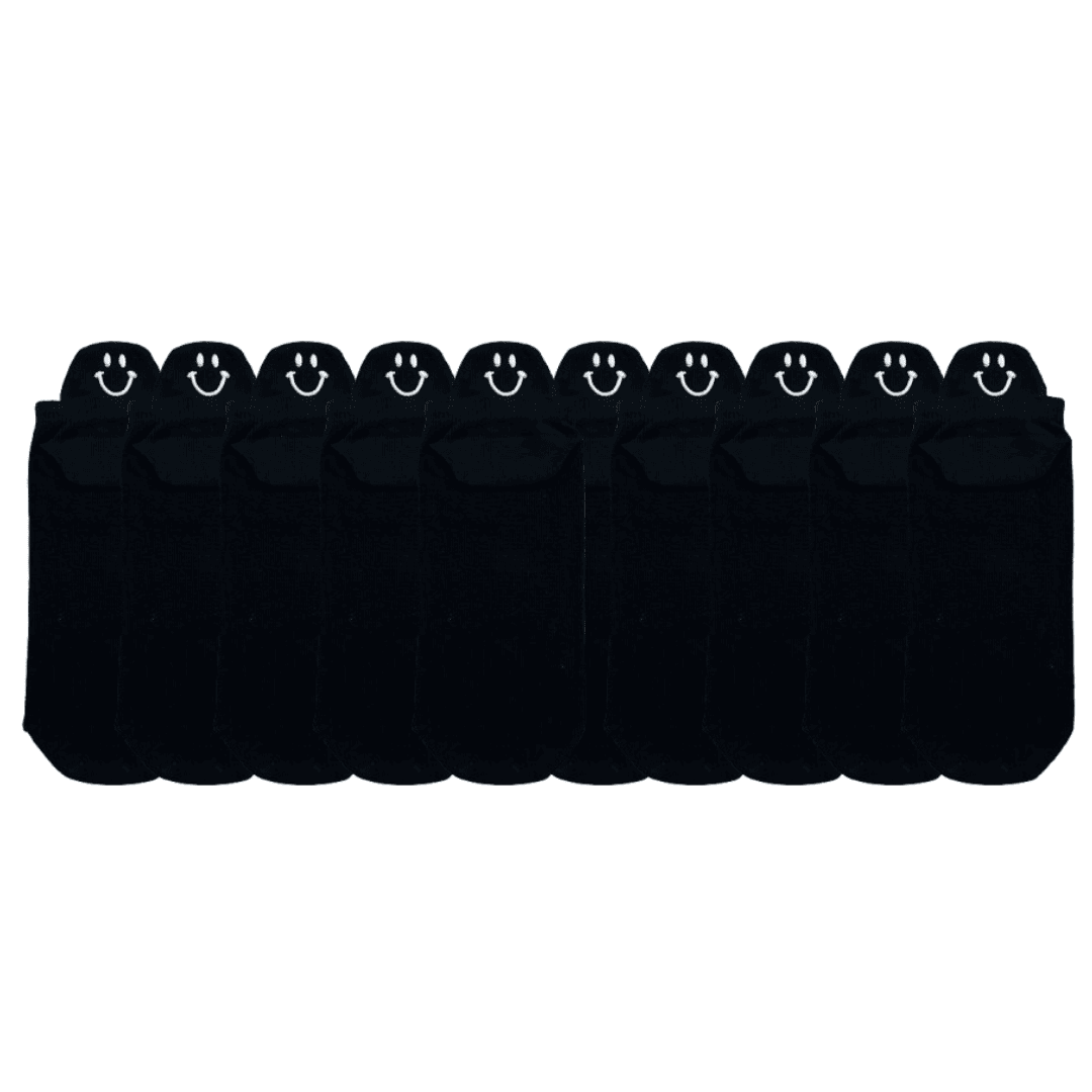 Meias Sorrisos Cores Únicas Bordadas - 10 pares