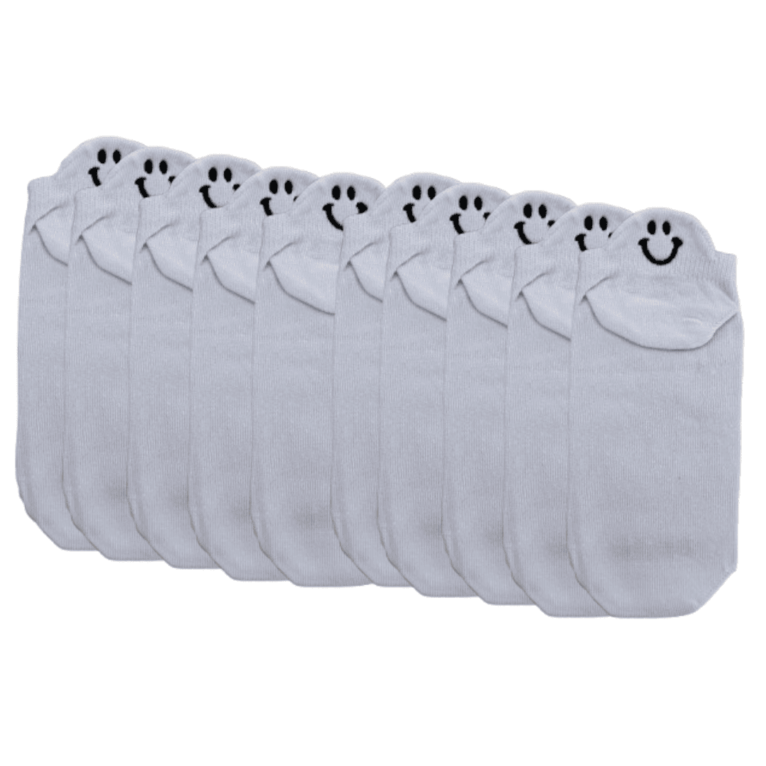 Meias Sorrisos Cores Únicas Bordadas - 10 pares