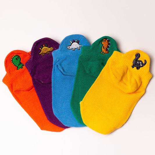 Meias Dinossauro Infantil Bordadas- 5 pares