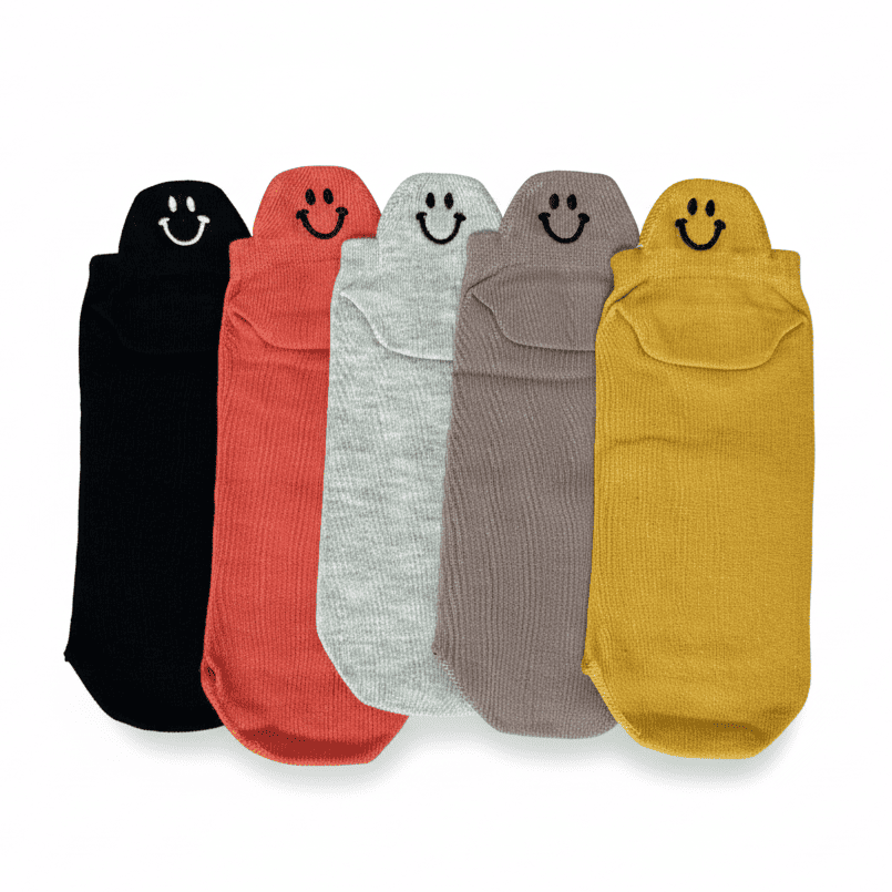 Meias Sorrisos Bordadas - 5 pares