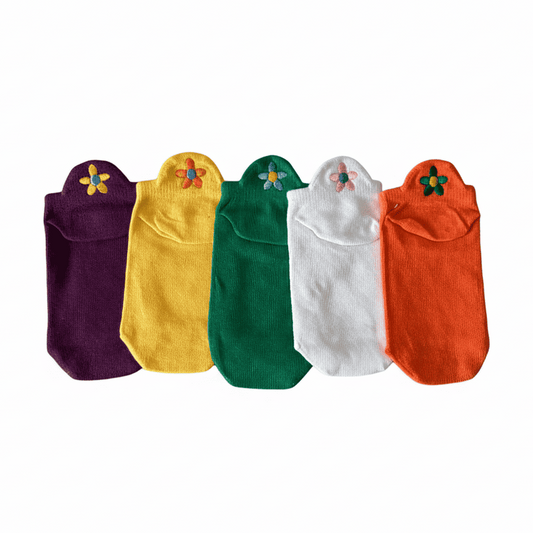 Meias Flores Infantil - 5 pares