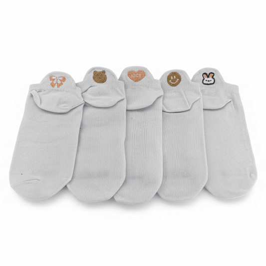 Meias Brancas Fofas - 5 pares