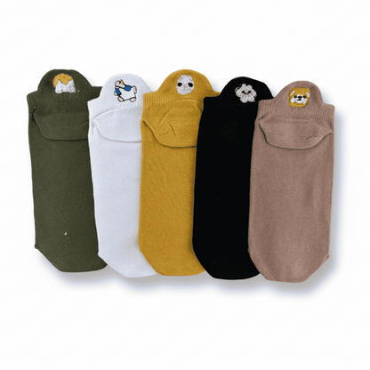 Meias Animais Fofos Bordadas- 5 pares