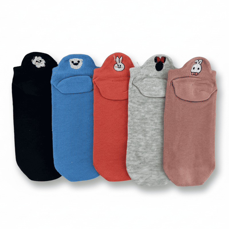 Meias Animais Fofos Bordadas- 5 pares