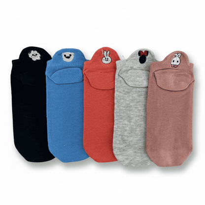 Meias Animais Fofos Bordadas- 5 pares