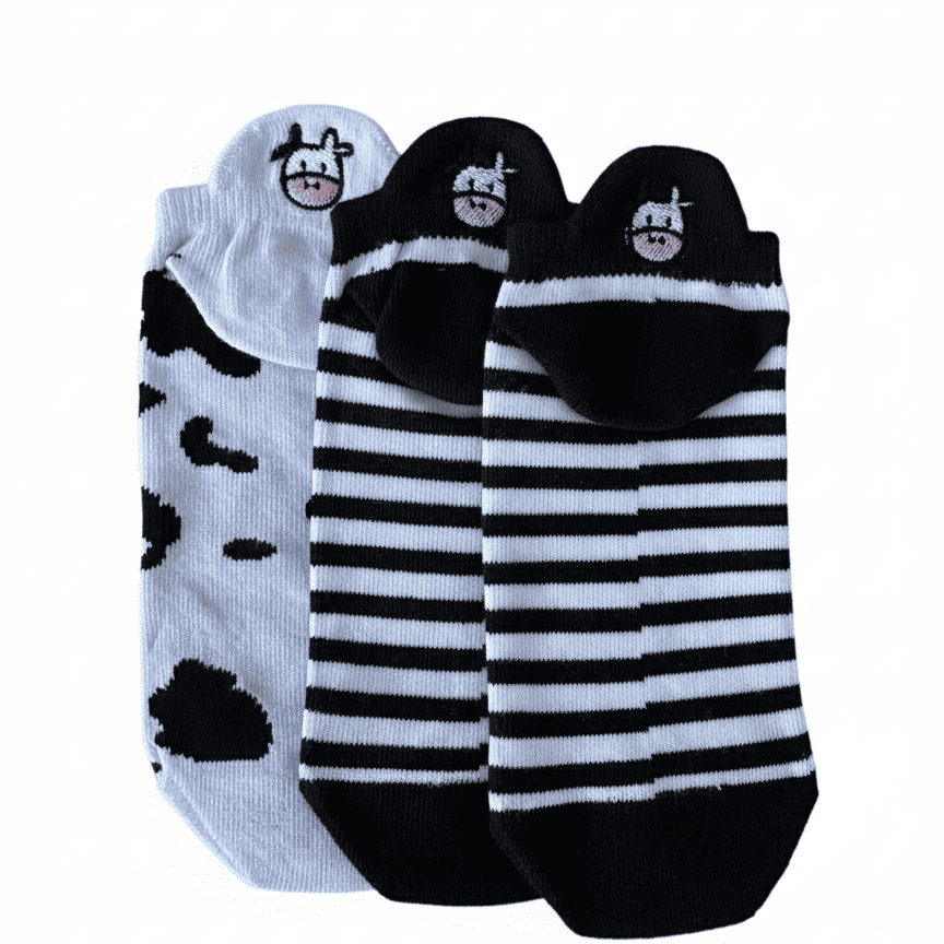 Meias Vaquinha Bordadas - 3 pares