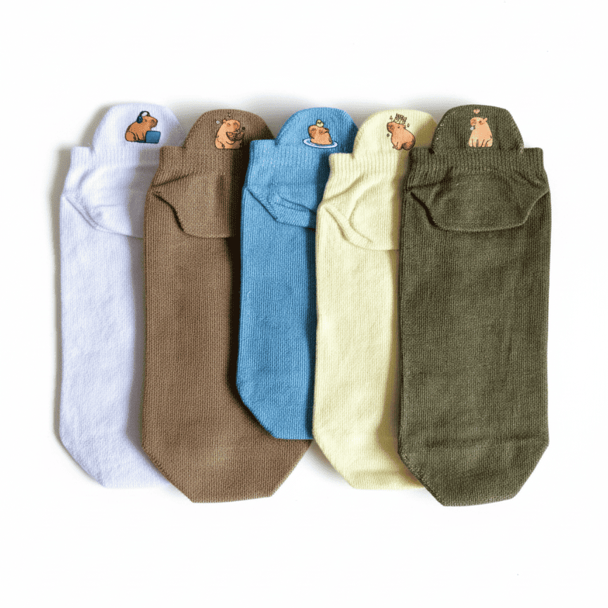 Meias Capivara Desenhadas - 5 pares