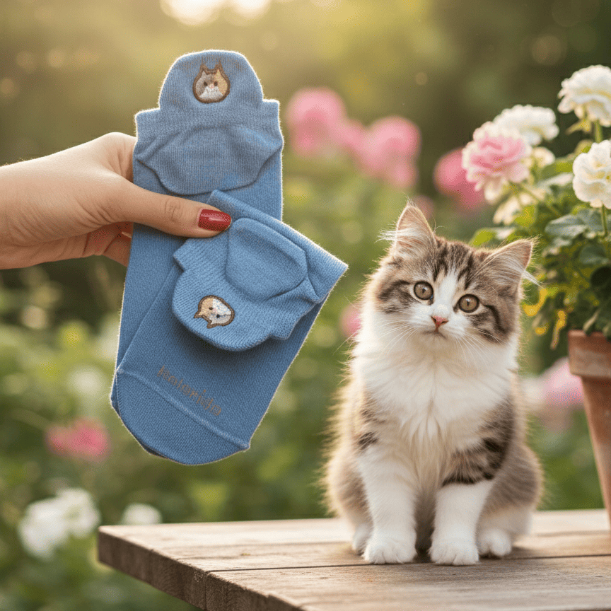 Meias Divertidas Gato Bordadas- 10 pares