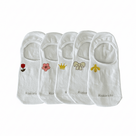 Meia Casual Invisível Branca - 5 pares