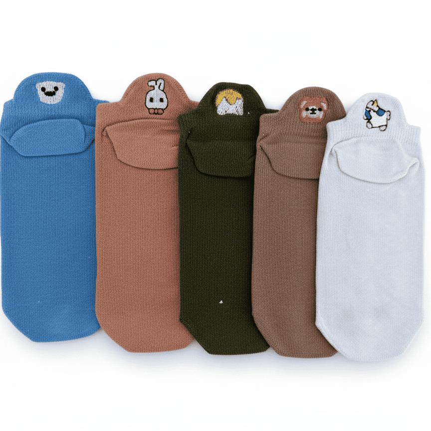 Meias Animais Fofos Bordadas- 5 pares