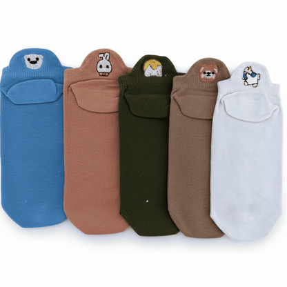 Meias Animais Fofos Bordadas- 5 pares