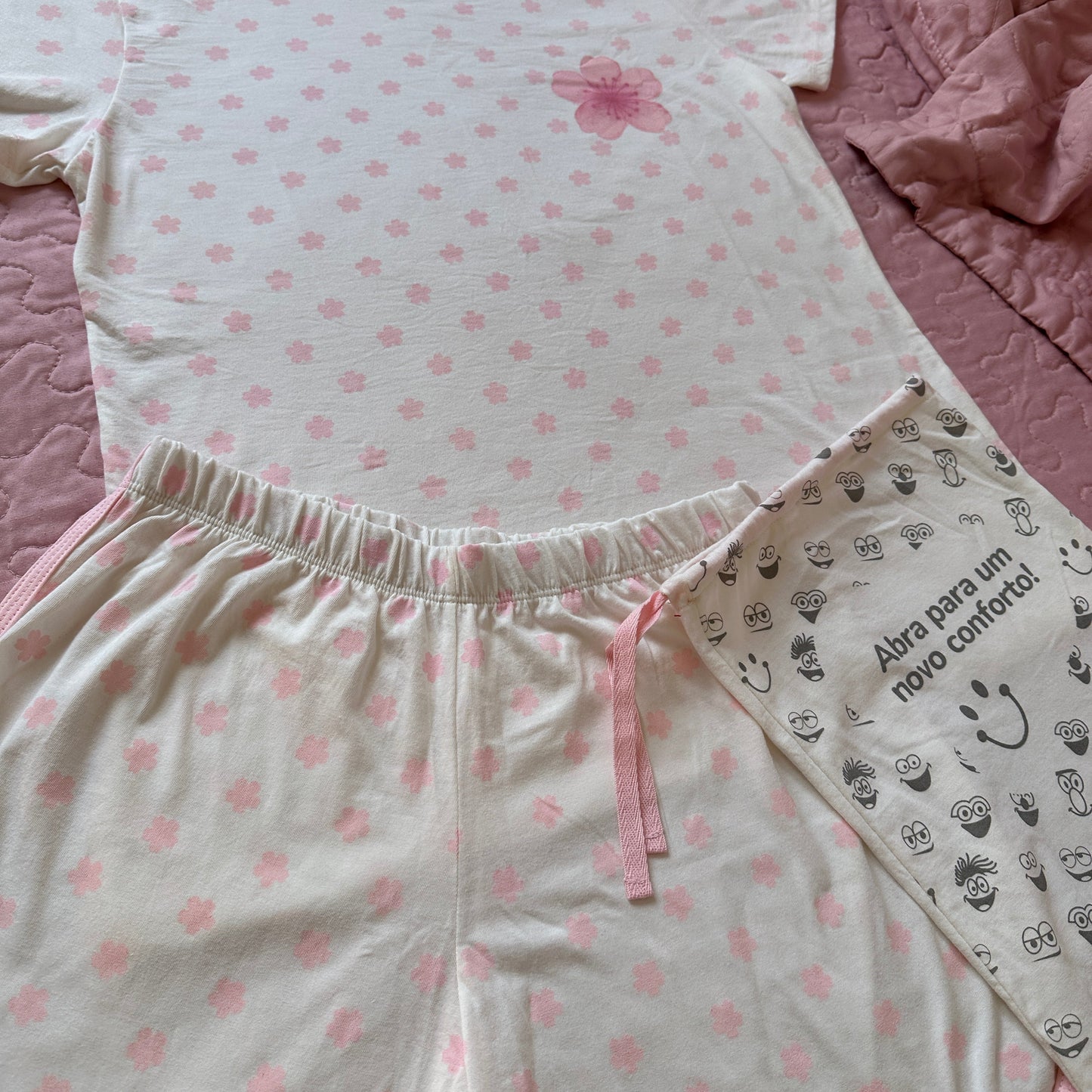 Pijamas Flor Rosa + Ecobag Grátis