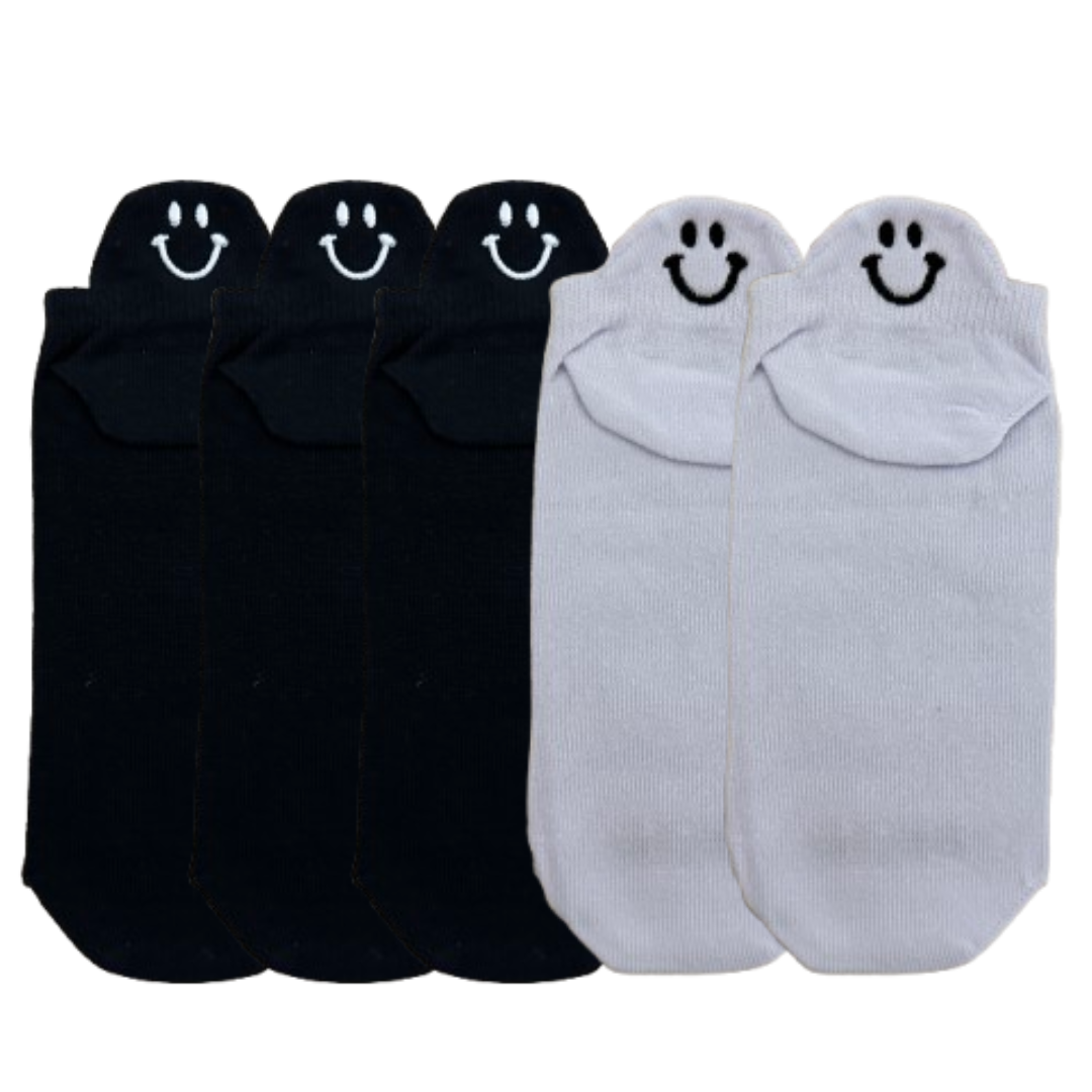 Meias Sorrisos Bordadas - 5 pares