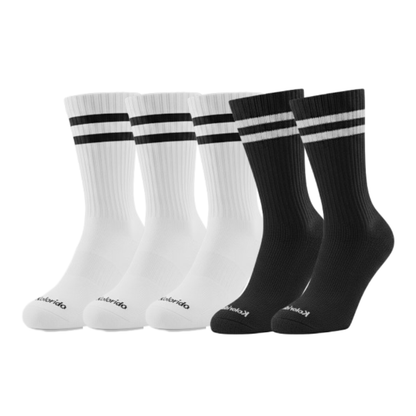 Meia Cano Alto Preto e Branco -5 pares